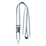 Lanyard de poliéster acetinado desmontável personalização total cor azul ultramarino sétima vista