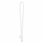 Lanyard tubular de poliéster com etiqueta cosida personalização total cor branco sétima vista