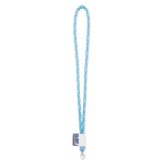 Lanyard tubular de poliéster com etiqueta cosida personalização total cor branco