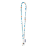 Lanyard tubular de poliéster com etiqueta cosida personalização total cor branco