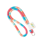 Lanyard tubular de poliéster com etiqueta cosida personalização total cor branco