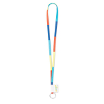 Lanyard de poliéster etiqueta cosida e mosquetão personalização total cor branco