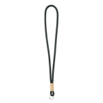 Lanyard tubular de poliéster com detalhe de bambu personalização total cor preto sétima vista