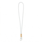Lanyard tubular de poliéster com detalhe de bambu personalização total cor branco sétima vista