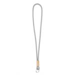 Lanyard tubular de poliéster com detalhe de bambu personalização total cor cinzento sétima vista