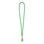 Lanyard tubular de poliéster com detalhe de bambu personalização total cor verde sétima vista