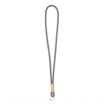 Lanyard tubular de poliéster com detalhe de bambu personalização total cor cinzento-escuro sétima vista