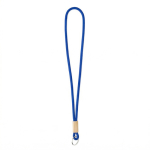 Lanyard tubular de poliéster com detalhe de bambu personalização total cor azul real sétima vista