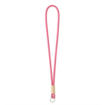 Lanyard tubular de poliéster com detalhe de bambu personalização total cor fúcsia sétima vista