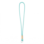 Lanyard tubular de poliéster com detalhe de bambu personalização total sétima vista