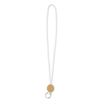 Lanyard tubular poliéster detalhe circular bambu personalização total cor branco sétima vista