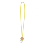 Lanyard tubular poliéster detalhe circular bambu personalização total cor amarelo sétima vista