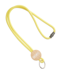 Lanyard tubular poliéster detalhe circular bambu personalização total cor amarelo