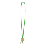 Lanyard tubular poliéster detalhe circular bambu personalização total cor verde sétima vista