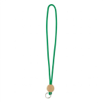 Lanyard tubular poliéster detalhe circular bambu personalização total cor verde garrafa sétima vista