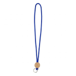 Lanyard tubular poliéster detalhe circular bambu personalização total cor azul real sétima vista