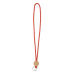 Lanyard tubular poliéster detalhe circular bambu personalização total cor vermelho-escuro sétima vista