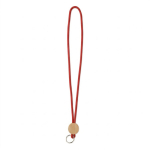 Lanyard tubular poliéster detalhe circular bambu personalização total cor grená sétima vista