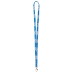 Lanyard de poliéster com mosquetão à escolha personalização total cor azul