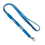 Lanyard de poliéster com mosquetão à escolha personalização total cor azul quinta vista