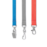 Lanyard de poliéster com mosquetão à escolha personalização total cor azul oitava vista