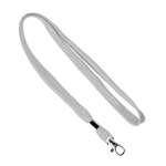 Lanyard poliéster presilha e mosquetão metálico personalização total cor cinzento sétima vista