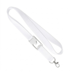 Lanyard de poliéster com abre-caricas no meio personalização total cor branco sétima vista
