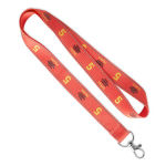 Lanyard poliéster com fios refletores nas bordas personalização total cor vermelho-escuro