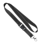 Lanyard de poliéster desmontável fios refletores personalização total cor preto sétima vista