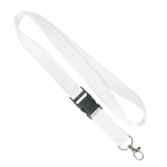 Lanyard de poliéster desmontável fios refletores personalização total cor branco sétima vista