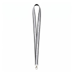 Lanyard poliéster revestimento refletor cinzento personalização total cor preto vista principal