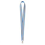 Lanyard poliéster revestimento refletor cinzento personalização total cor azul sétima vista