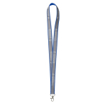 Lanyard poliéster revestimento refletor cinzento personalização total cor azul
