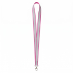 Lanyard poliéster revestimento refletor cinzento personalização total cor fúcsia sétima vista