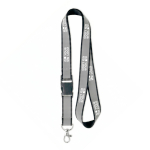 Lanyard desmontável revestimento refletor cinzento personalização total cor preto vista principal