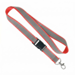 Lanyard desmontável revestimento refletor cinzento personalização total cor vermelho sétima vista