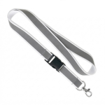 Lanyard desmontável revestimento refletor cinzento personalização total cor branco sétima vista