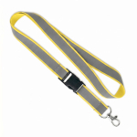 Lanyard desmontável revestimento refletor cinzento personalização total cor amarelo sétima vista