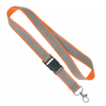 Lanyard desmontável revestimento refletor cinzento personalização total cor cor-de-laranja sétima vista