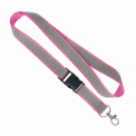 Lanyard desmontável revestimento refletor cinzento personalização total cor fúcsia sétima vista
