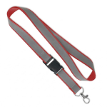Lanyard desmontável revestimento refletor cinzento personalização total cor vermelho-escuro sétima vista