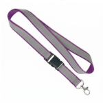 Lanyard desmontável revestimento refletor cinzento personalização total cor roxo sétima vista