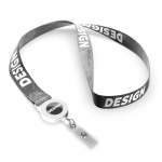 Lanyard de poliéster porta-credenciais retráctil personalização total cor branco