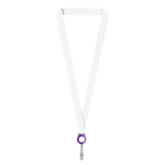 Lanyard de poliéster porta-credenciais retráctil personalização total cor violeta sétima vista