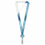 Lanyard de poliéster porta-credenciais retráctil personalização total cor preto vista principal