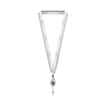 Lanyard porta-credenciais rPET detalhe metálico personalização total cor branco terceira vista