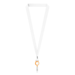 Lanyard porta-credenciais rPET detalhe metálico personalização total cor cor-de-laranja sétima vista