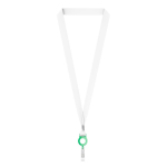 Lanyard porta-credenciais rPET detalhe metálico personalização total cor verde garrafa sétima vista
