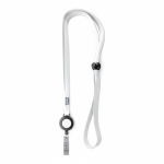 Lanyard ajustável em poliéster fino com mosquetão retrátil cor branco sétima vista
