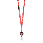 Lanyard ajustável em poliéster fino com mosquetão retrátil cor branco quinta vista
